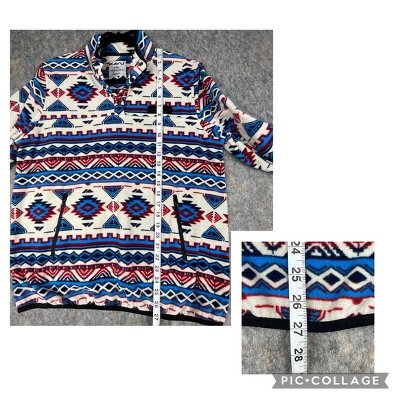 Kavu Cavanaugh Aztec 1/4 Snap Fleece Outdoor Activewear Cozy Walking Pullover L - Picture 12 of 14